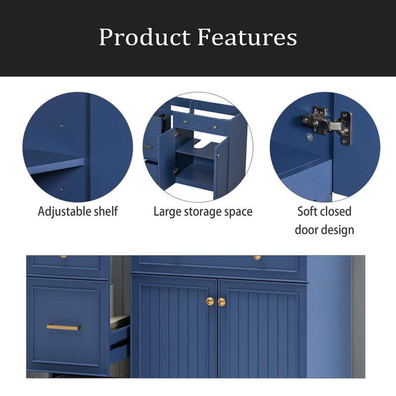 Meuble-lavabo 36 po (lavabo non inclus), Bleu