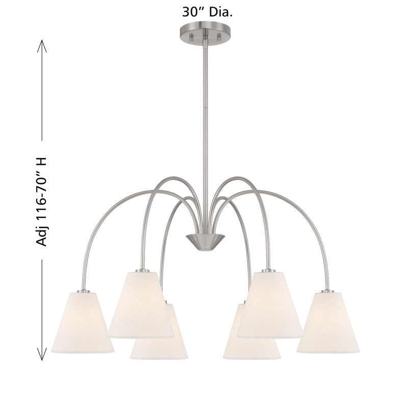 Lustre 6 lumières Orestis, Nickel brossé