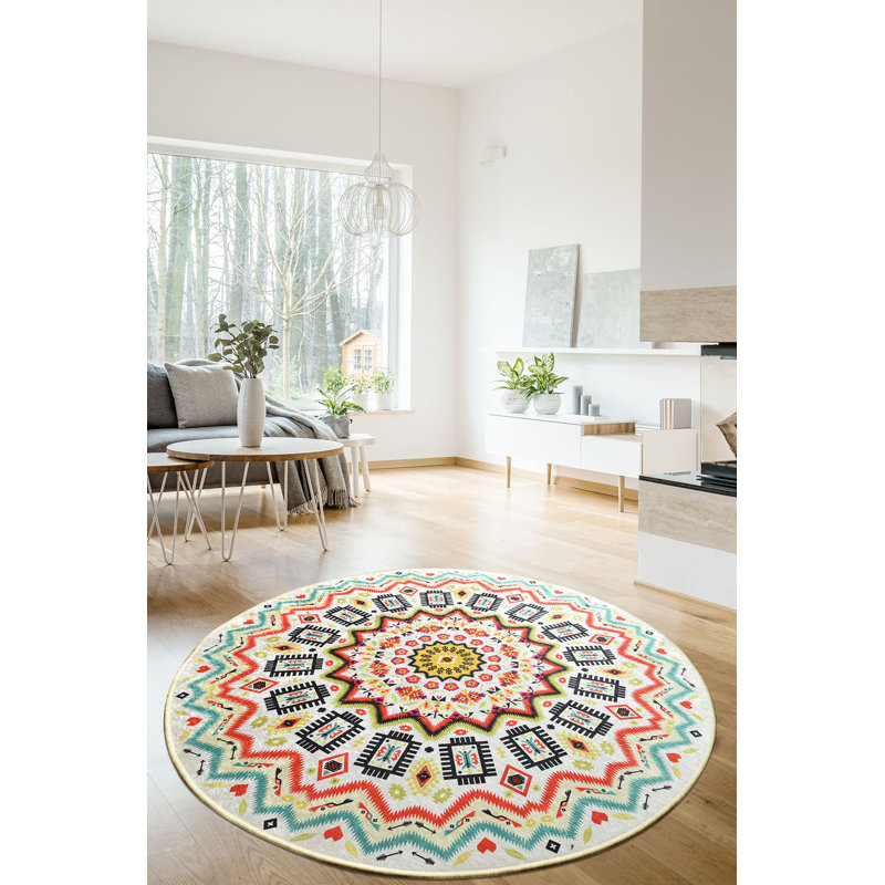 Tapis antibactérien rond, 39,4 po de diamètre, 100% polyester, hauteur de poils de 0,2 po | Dessous antidérapant, lavable à la machine | Parfait pour le salon, la chambre à coucher et la salle de jeux, conception douce et durable