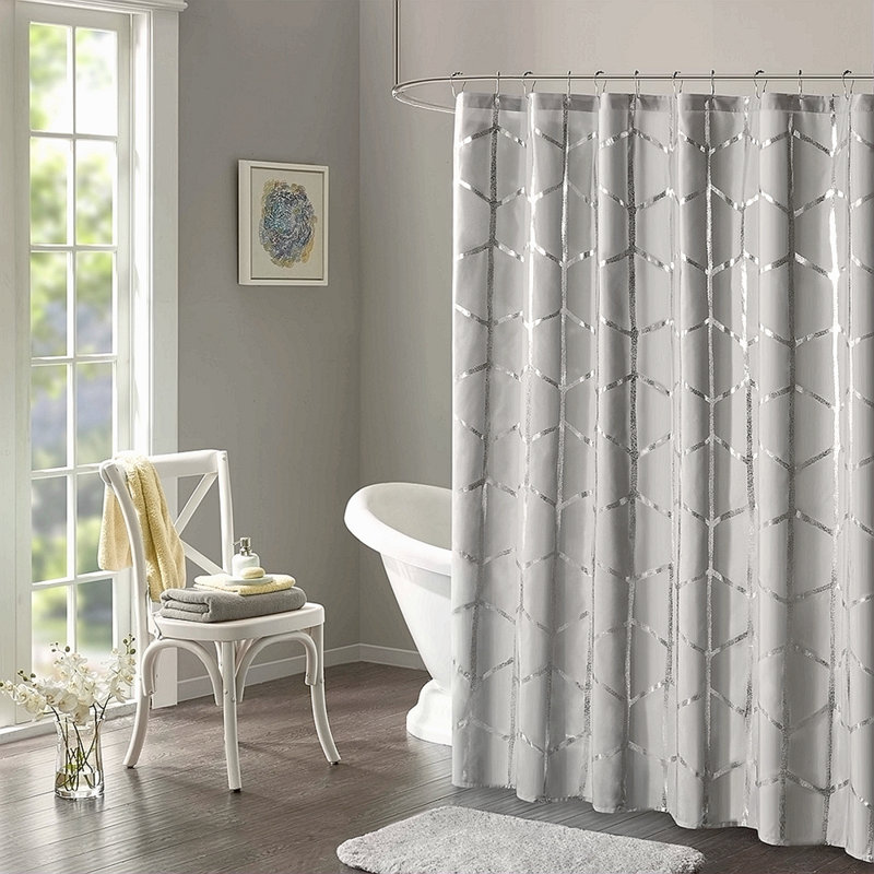 Printed Metallic Shower Curtain, Gray