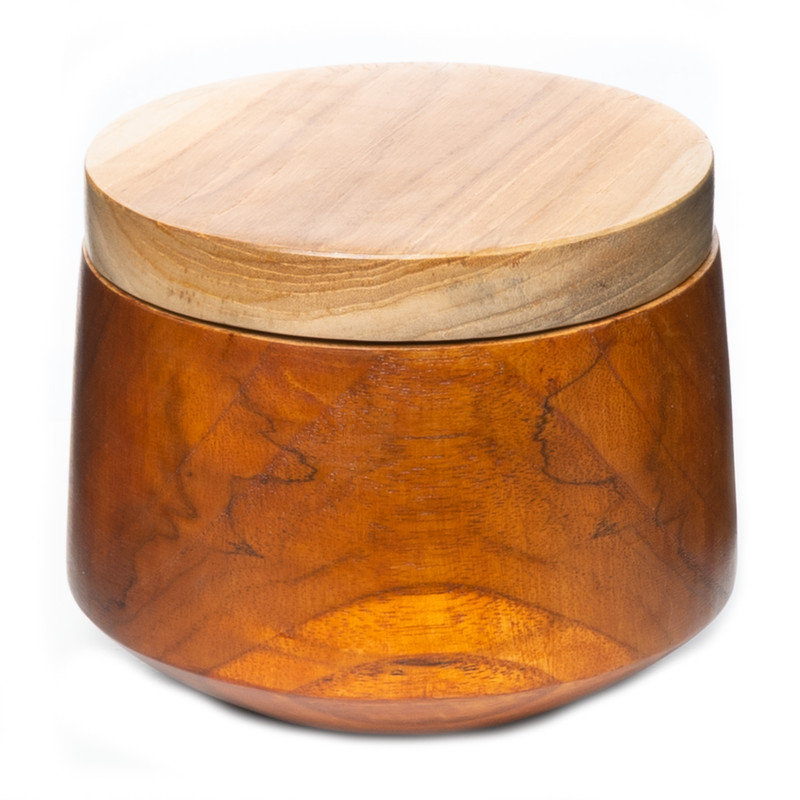 Rounded Edge Efran Wooden Bowl with Lid - Regular