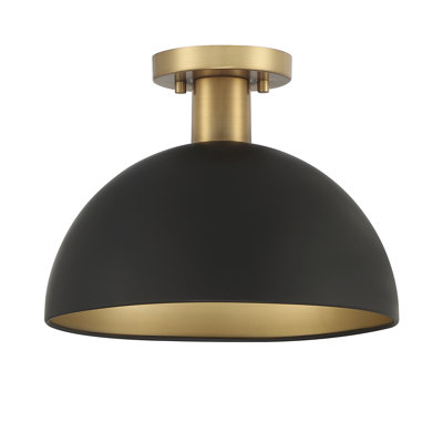 Darrah 1-Light Ceiling Light in Matte Black with Natural Brass