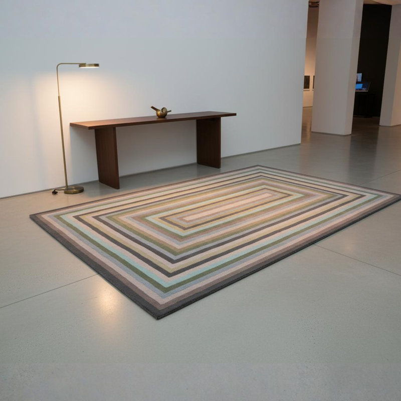 Tapis bleu et vert en laine touffeté à la main Ailey, Rectangle 5 pi x 7 pi 6 po
