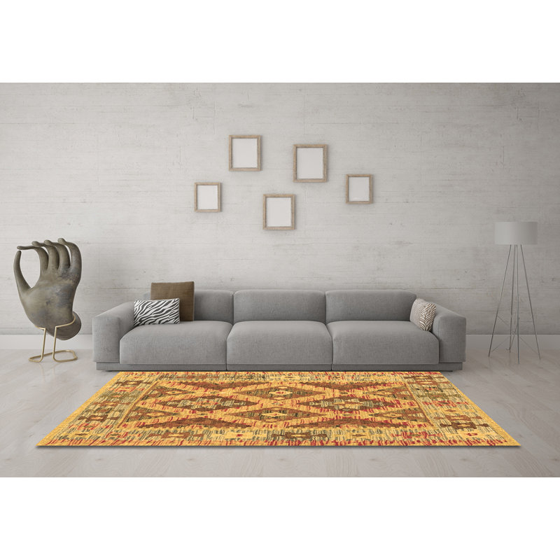 Washable Abstract Indoor Rug, Round 4'