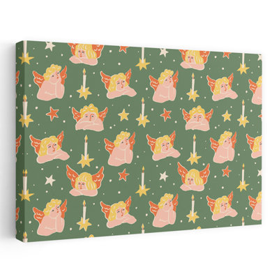 «Christmaspatternno51 Peaceful Retro Vintage Winter Landscape», reproduction d'art mural