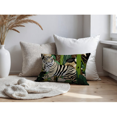Oreiller rectangulaire réversible intérieur / extérieur Kyo Tiger