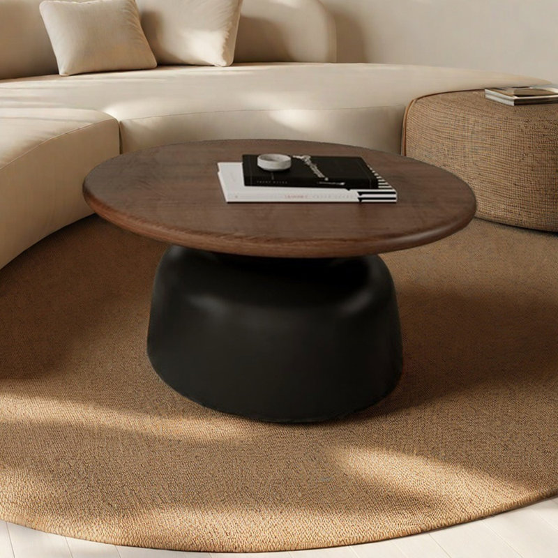 Table basse ronde en bois massif Wabi-sabi