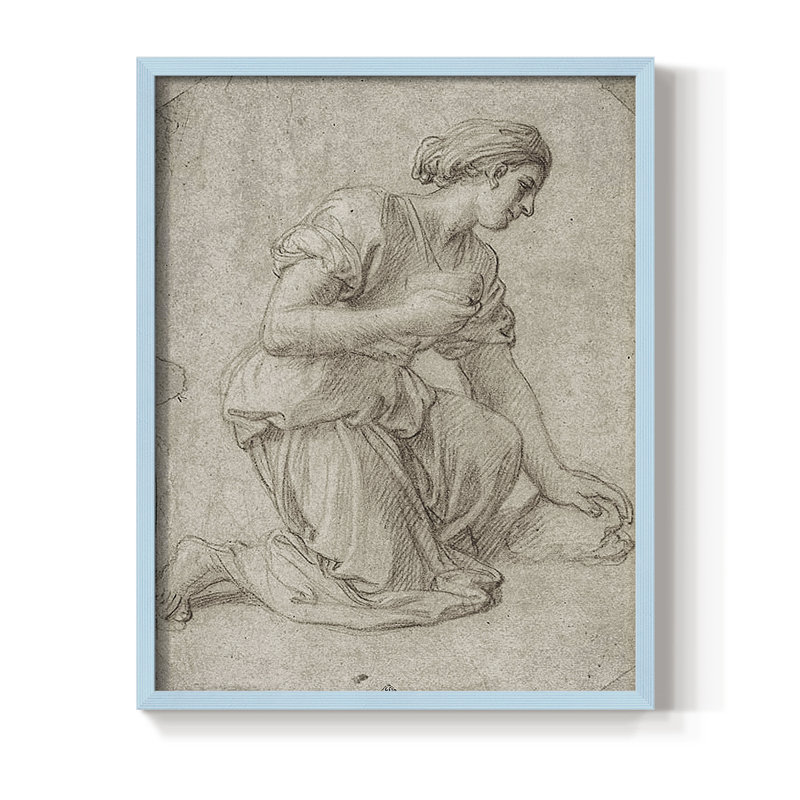 Reproduction encadrée rétro en bois massif Lxxxi, H 15 po x l 12 po, Bleu