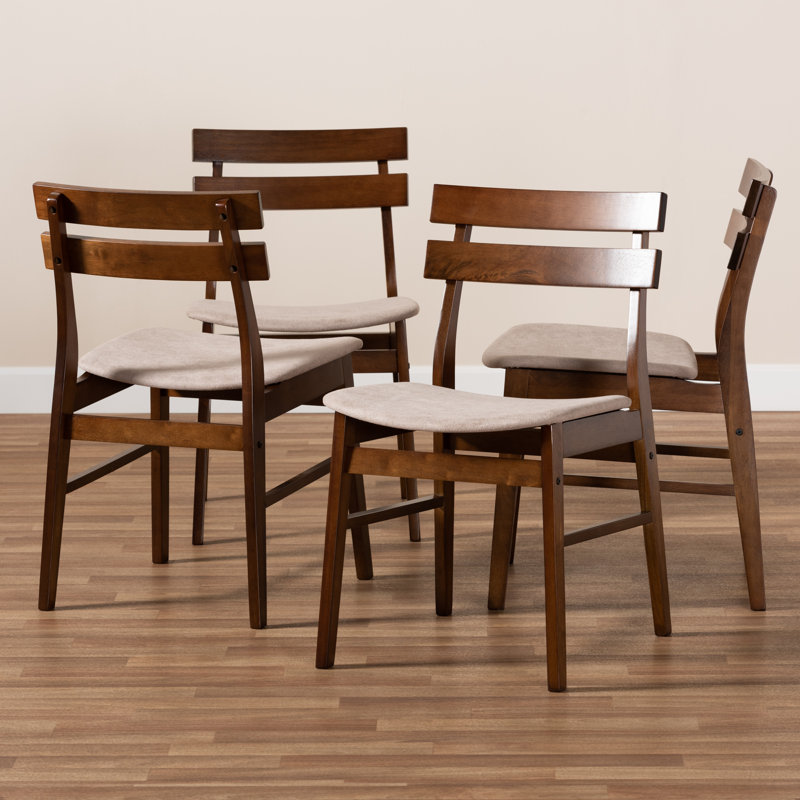 Katreina 17.7'' H Upholstered Walnut Side Chair, Light Beige