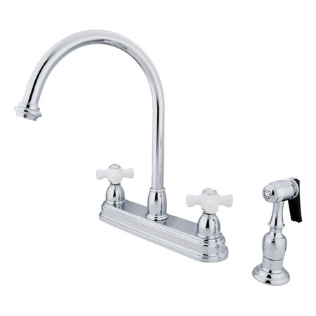 Kingston Brass Restoration Double Handle Kitchen Faucet with Side Spray ...