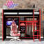 Lit mezzanine avec bureau Dakota Gamer, garde-robe ouverte et lumières RVB-124549081