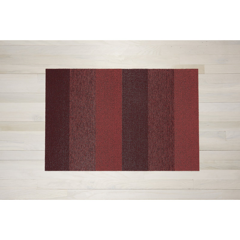 Striped Indoor / Outdoor Doormat, 0.6cm H x 61cm W x 91cm L, Ruby