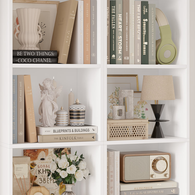 73.4" H Slim Engineered Wood Bookcase, White