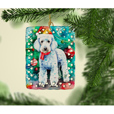 Ornement en porcelaine de Noël Bedlington Terrier