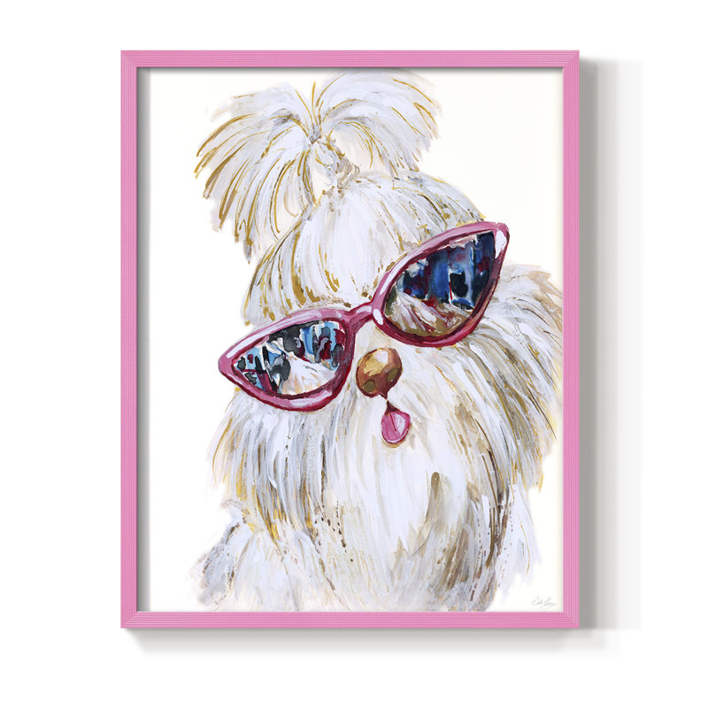 Shi Tzu Shades, reproduction encadrée - bois massif, H 11 po x l 9 po, Rose