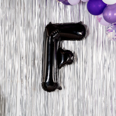 Restaurantware-Balloonify 40 Inch Letter Balloon, 1 Large Alphabet Party Balloon - Letter F, Self-Sealing, Black Foil Mylar Finish, Hanging Loop, Decoration For Birthday, Wedding, Or Graduation