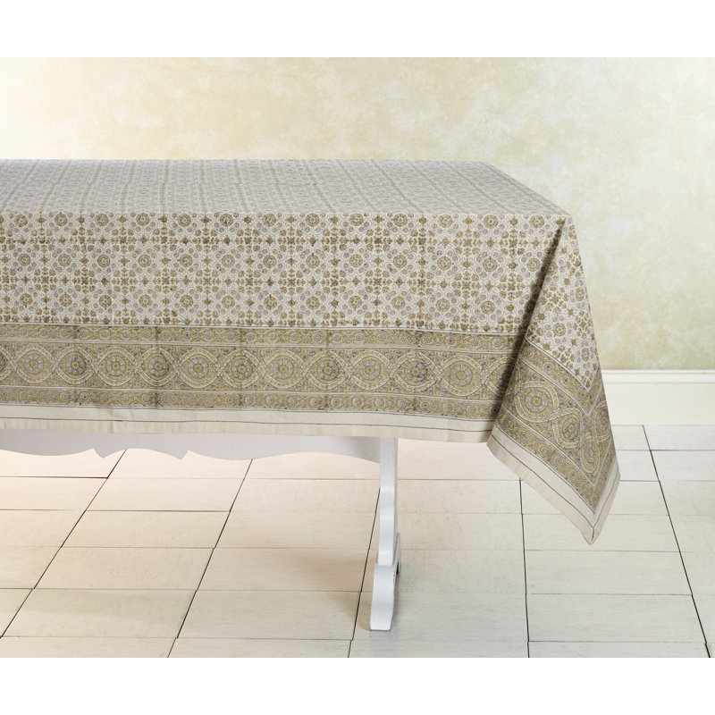 Nappe imprimée à la main LILY - 60 po x 60 po, Géométrique