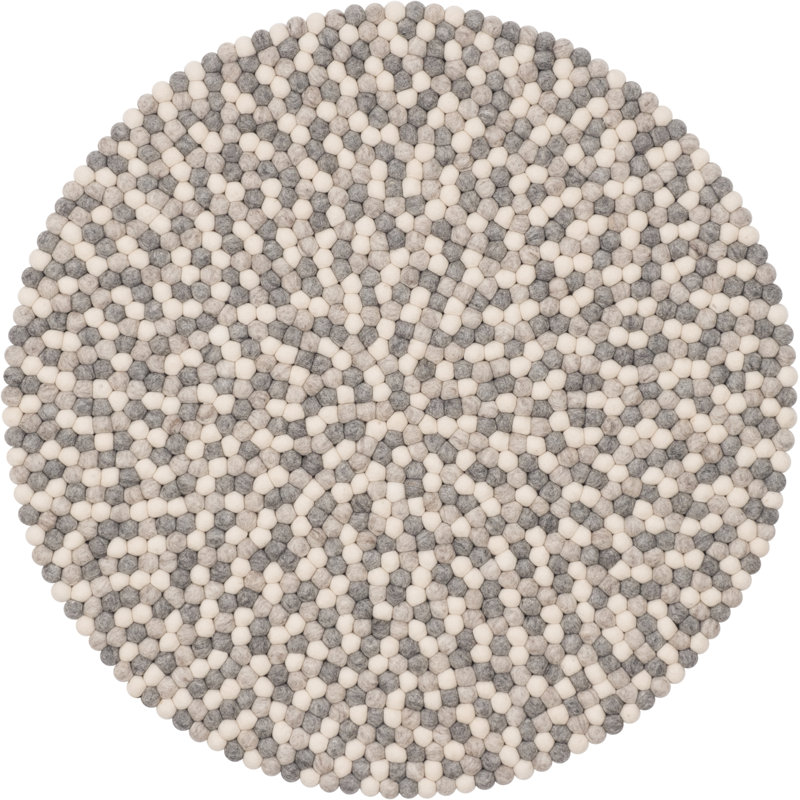 Round Hella Geometric Wool Hand Woven Area Rug, Round 140cm