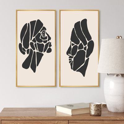 Minimalisme, portrait de femme IV - ensemble de 2 peintures