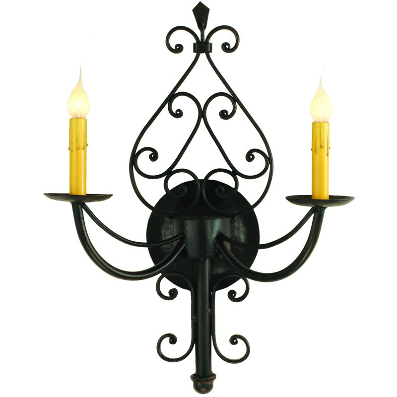 Fleur De Lis 2 - Light Candle Wall Light, Pewter Gold