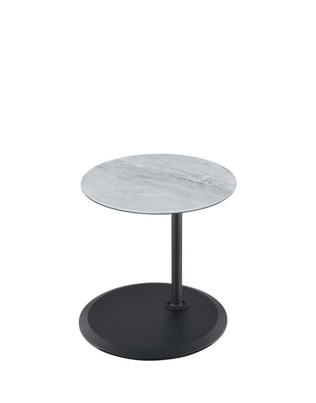 Table de bout avec plateau en marbre gris texturé réglable en hauteur 15,5 po Orfeo