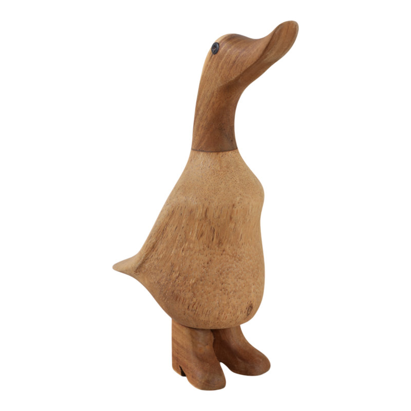 8" H Hand-Carved Bamboo Wood Duck Figurine