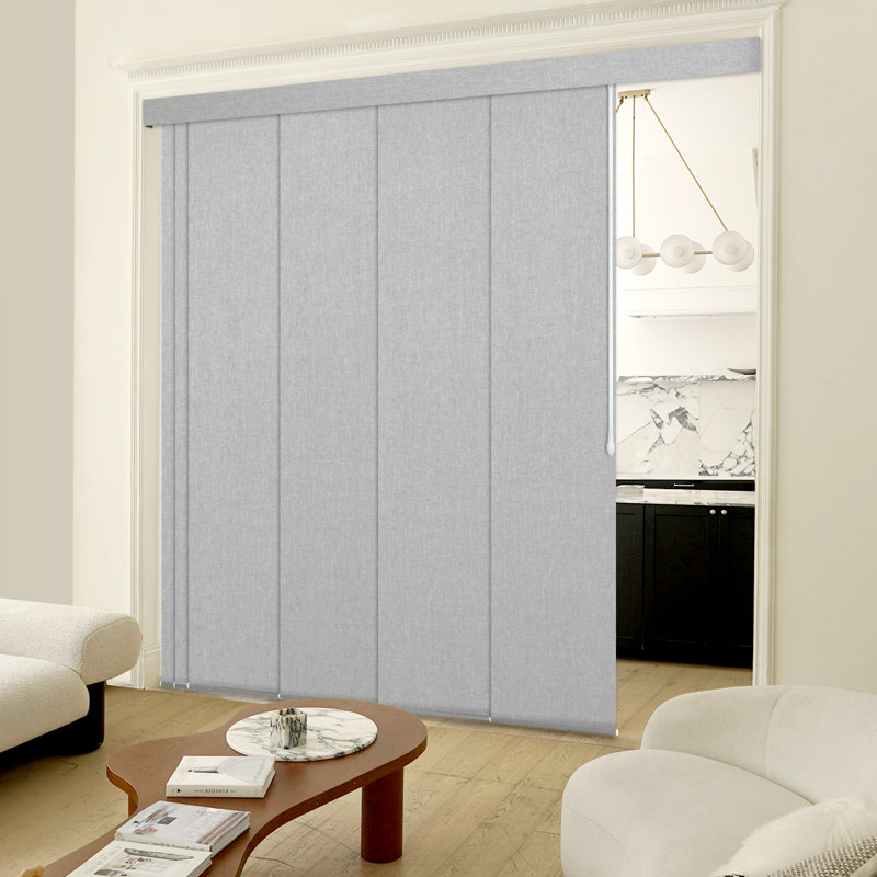 6-Panel Adjustable Panel Track Blinds Blackout＆Light Filtering Vertical Blinds, Blackout Light Gray