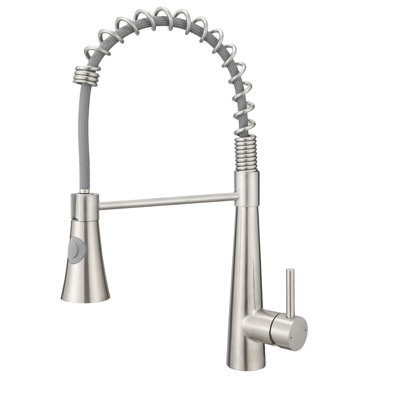 Kitchen Faucet With Pull Out In Brushed Nickel - Smooth Operation And Maintenance Contemporary Sink Spray Efficient Cleaning Solution