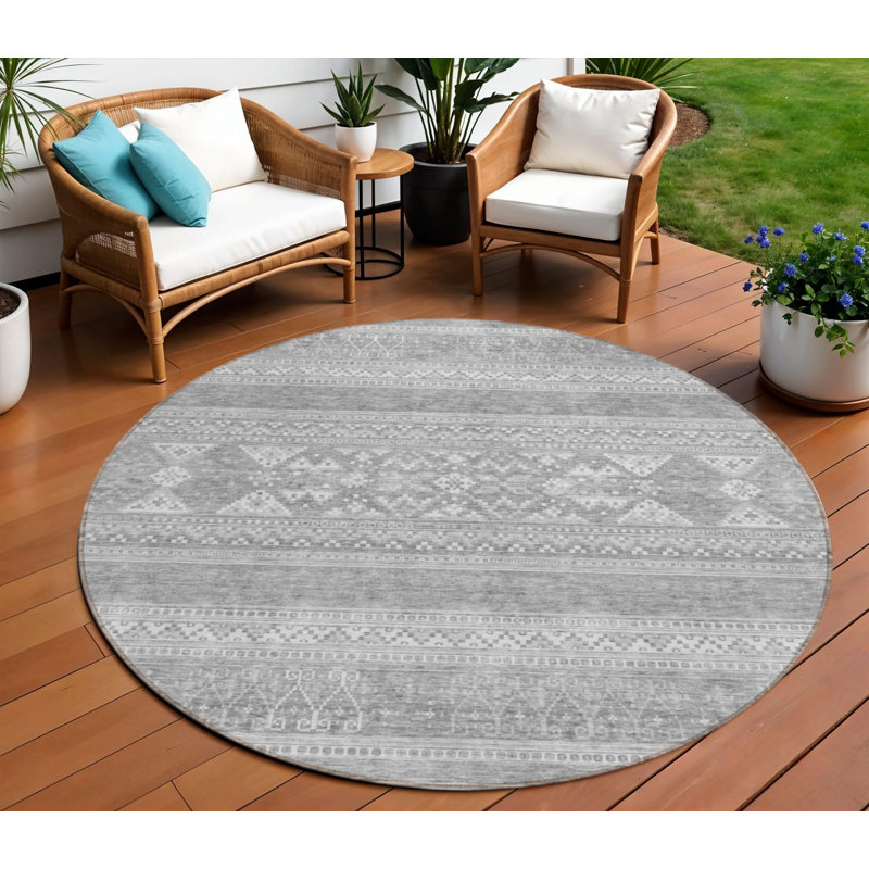 Tapis rond rond 8 pi gris argenté