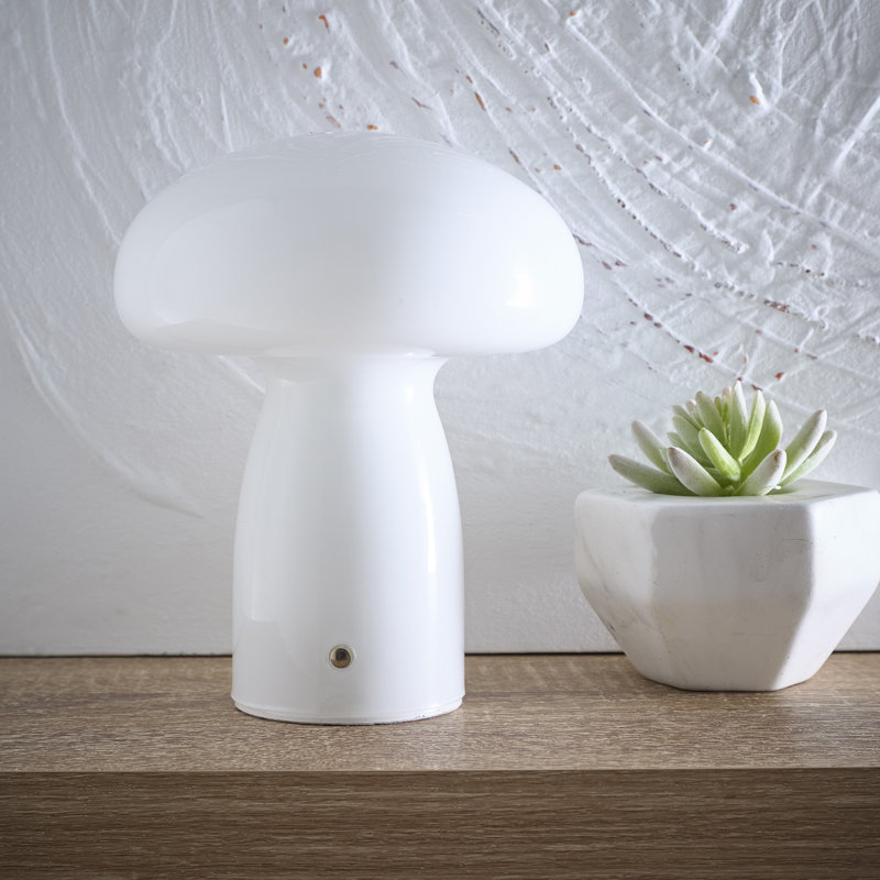 Glass Table Lamp, White, White