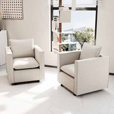 Chaise beige moderne - lin, rembourrage en mousse souple, siège respirant, utilisation polyvalente pour un tissu de lin relaxant, confort de taille moyenne