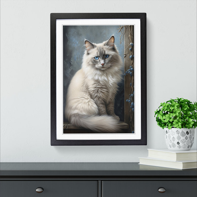 Ragdoll Cat Realism Art - Framed Print, Black Framed, 46cm H x 34cm W x 2cm D