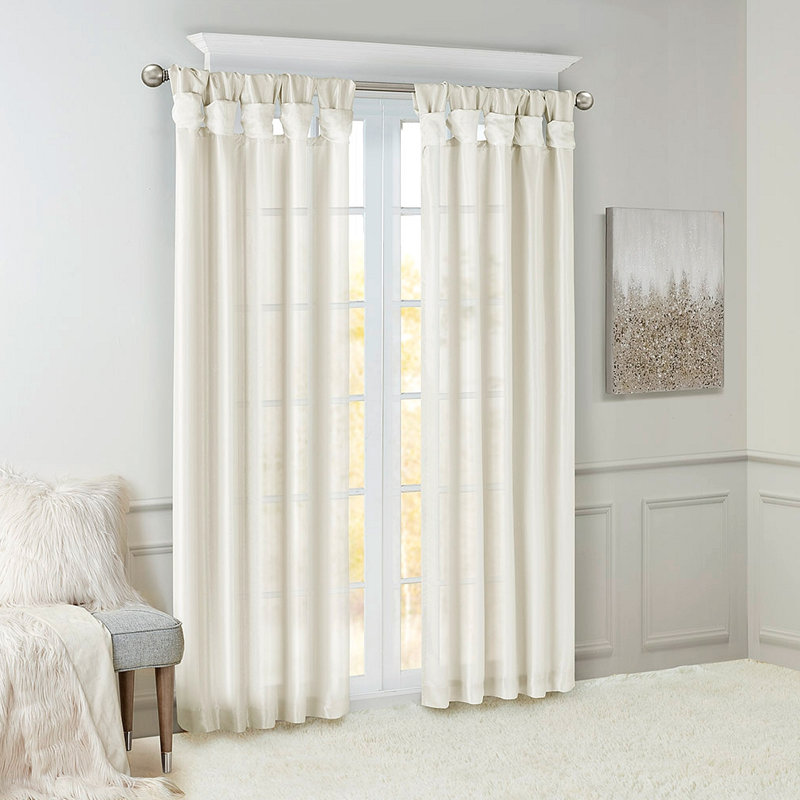 Panneau de rideau de fenêtre Twist Tab, Blanc, L 50,06 po x L 84,04 po