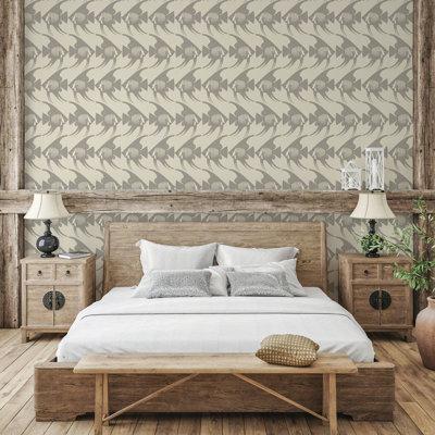 Papier peint ange poisson - taupe