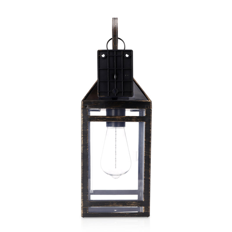 Black Solar LED Hanging Lantern with Wall Bracket