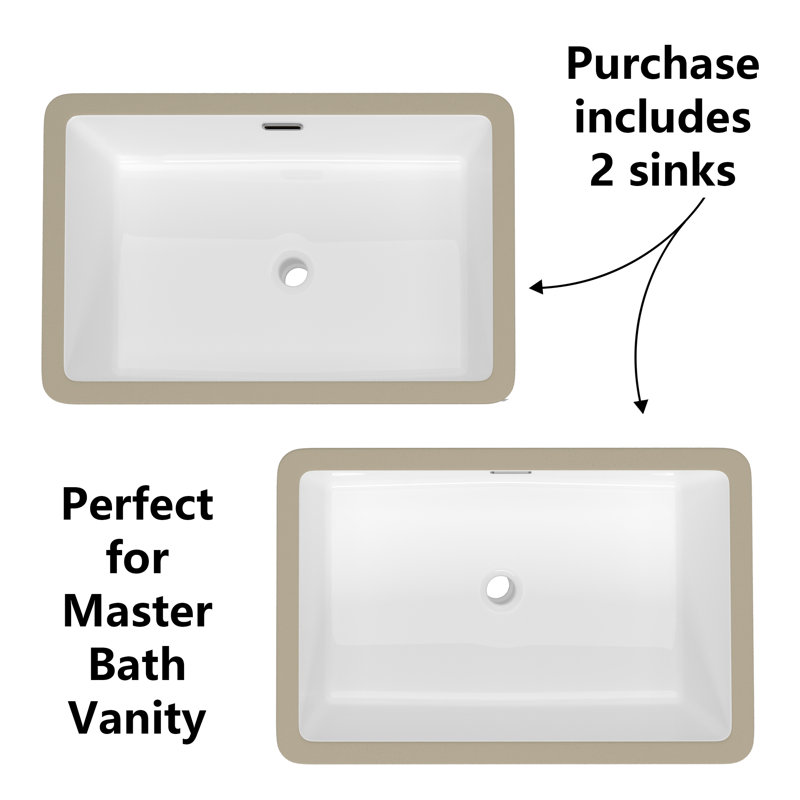 Lavabo vasque rectangulaire encastrable 23 5/8 "avec trop-plein (paquet de 2)