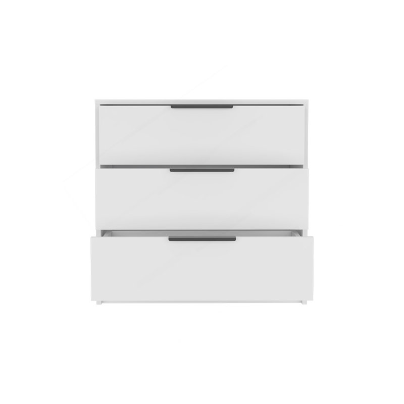 Commode 3 tiroirs Maryland, plateau, finition blanche, Blanc