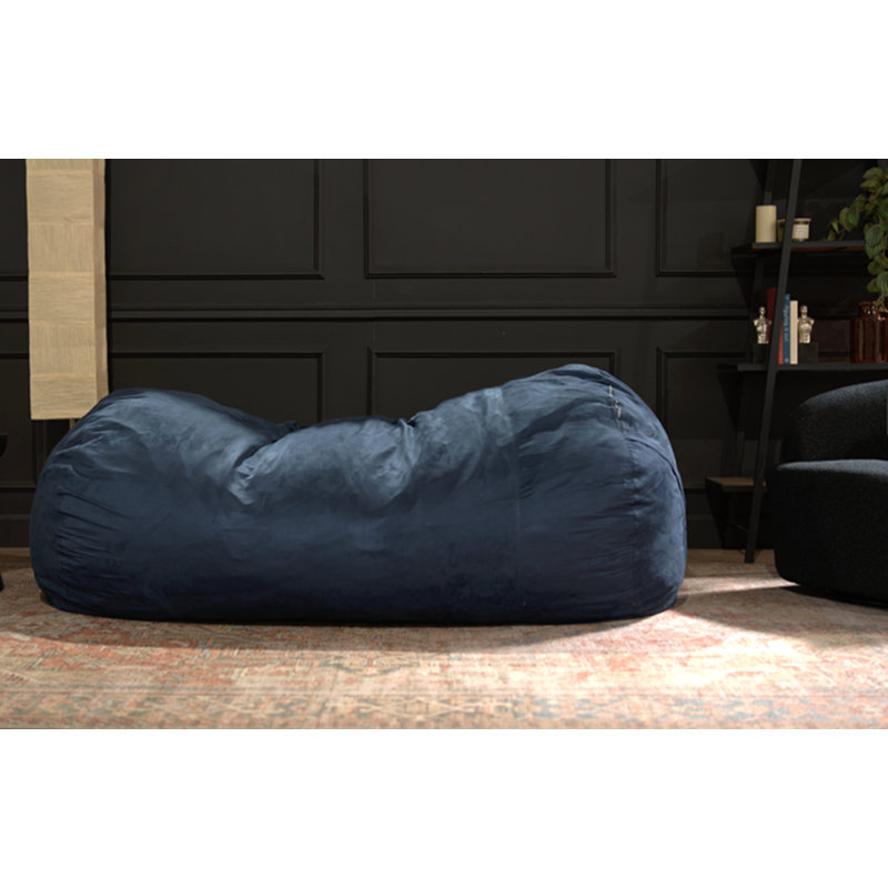 Fauteuil à billes en suède cylindrique traditionnel de 8 pieds Jasper, bleu, Blue Microfiber / Microsuede, Blue