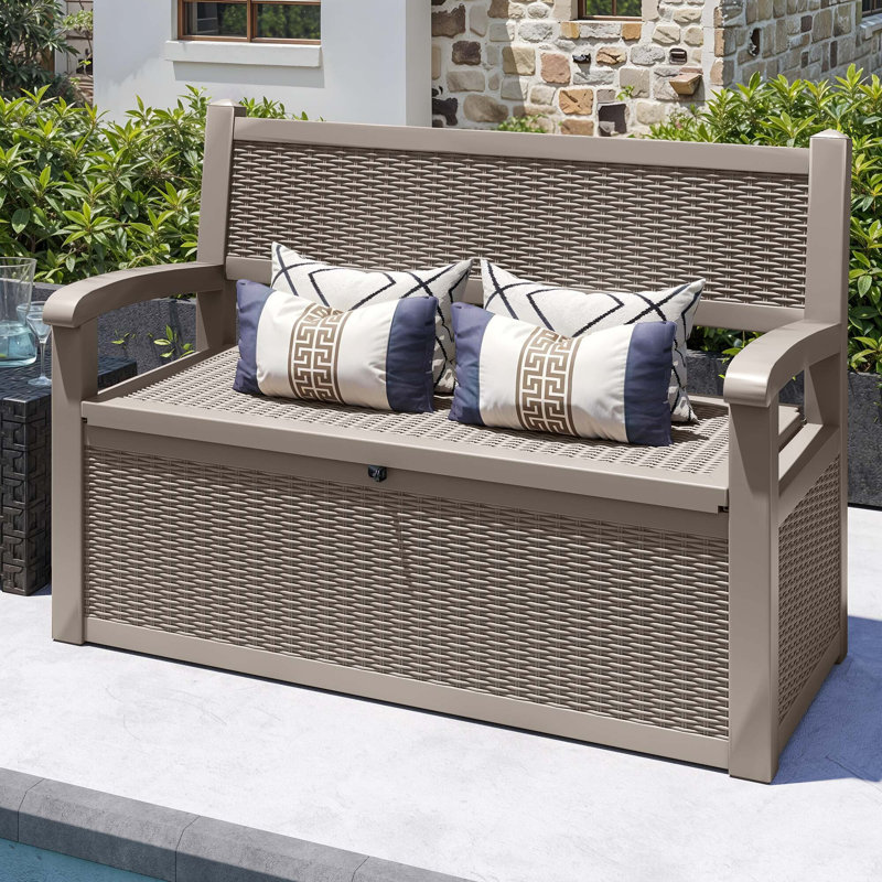 Balconera 130cm W 270L Lockable Storage Bench, Brown