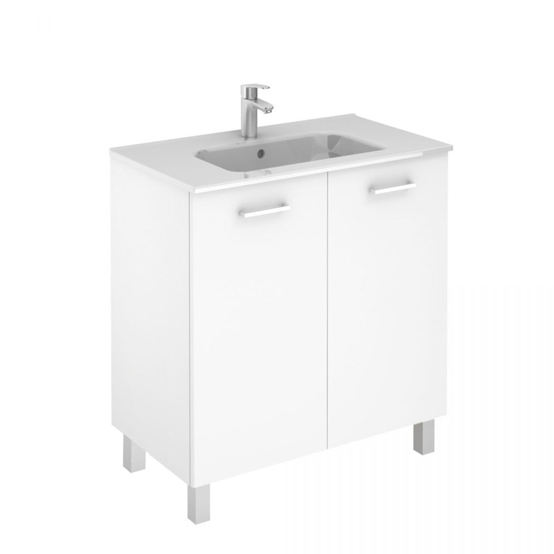 Logic 32" Single Bathroom Vanity Set with Mirror, Glossy White, 32"