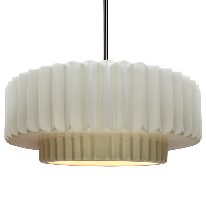 Luminaire suspendu 1 lumière Meydan, H 6 po x l 16,25 po x P 16,25 po, Blanc mat, Nickel brossé