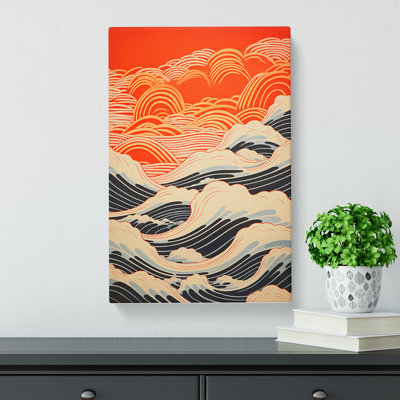 Wave Japanese Constructivism - Wrapped Canvas