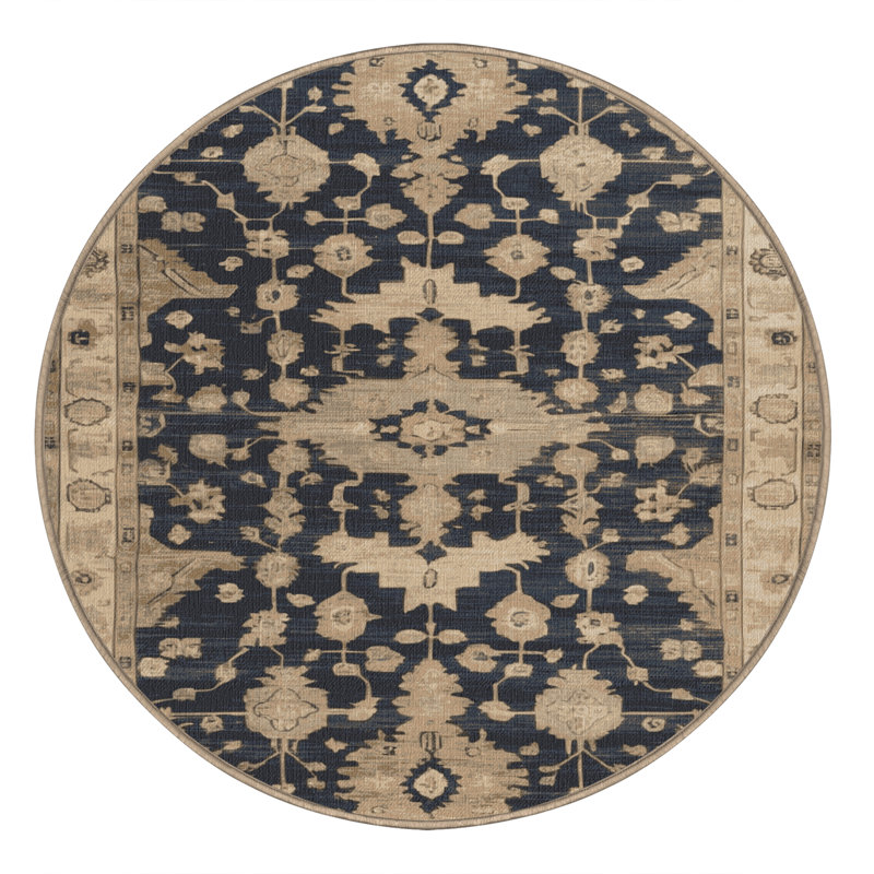 Machine Washable Overdyed Brown Area Rug, Round 7'