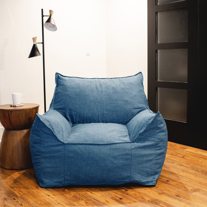 Big Joe Imperial Bean Bag Sofa, Pacific Blue Union 100% Polyester, 34" H x 47" W x 45" D