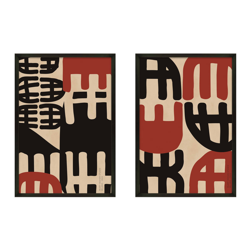 «Bohemian Primitive», encadré 2 pièces par Romina Gadler, Papier avec cadre noir, H 20 po x l 14 po x P 1,25 po
