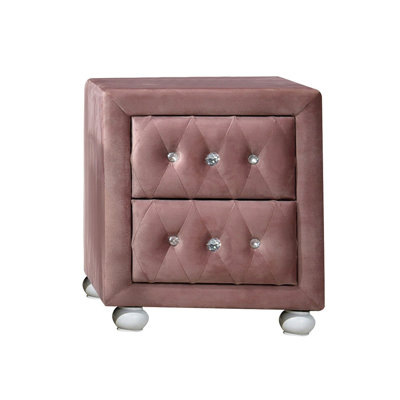 Table de chevet 2 tiroirs rose