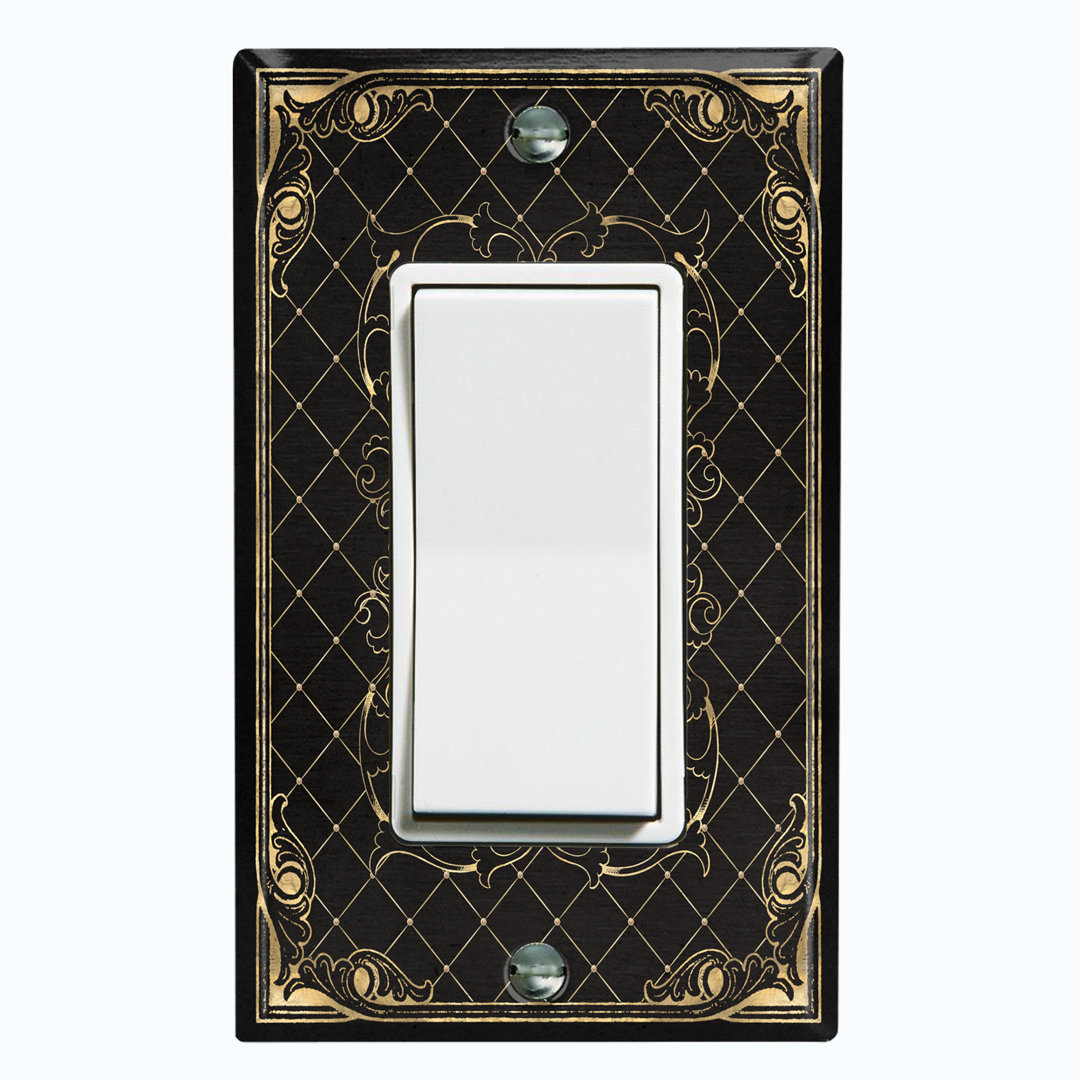 French Victorian Frame Black 2 Patterned 1 - Gang Rocker Standard Wall Plate WorldAcc