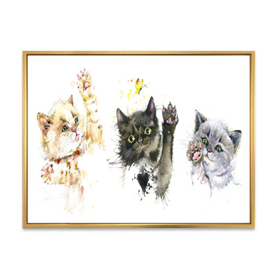 «Cute Kittens Set Play Cats», reproduction sur toile encadrée