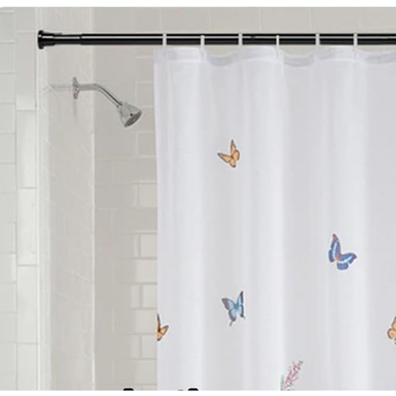 76cm Straight Shower Curtain Pole & Hook Set, Matte Black