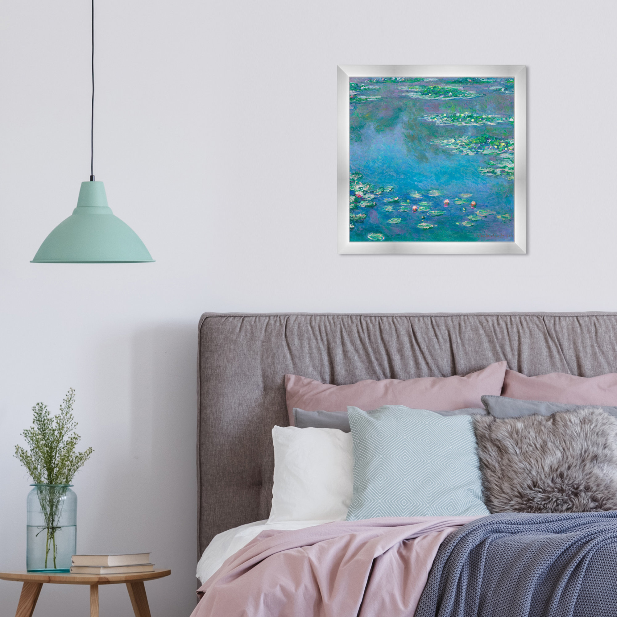 Classic Water Lilies in a Pond by Birch Lane™ - Picture Frame Print, 18" H x 18" W, Silver
